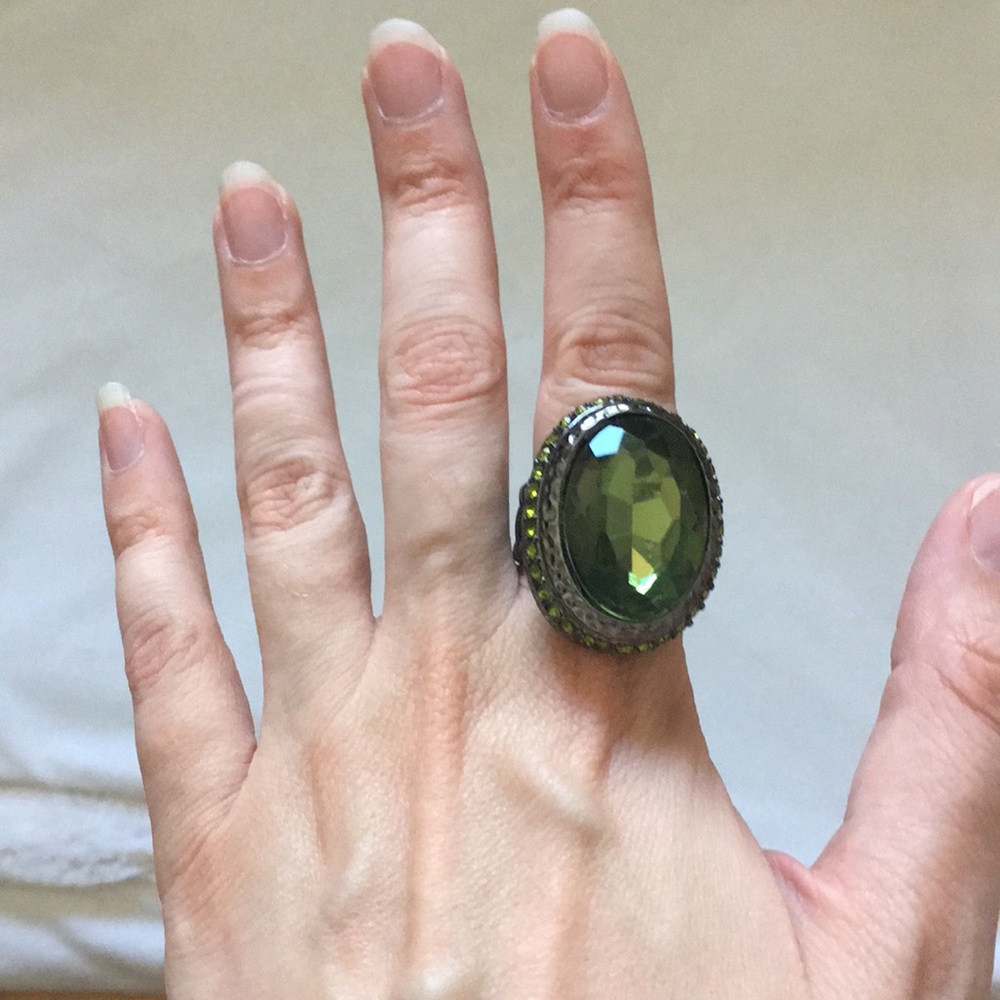Costume Jewelry, Large Green Gemstone Ring